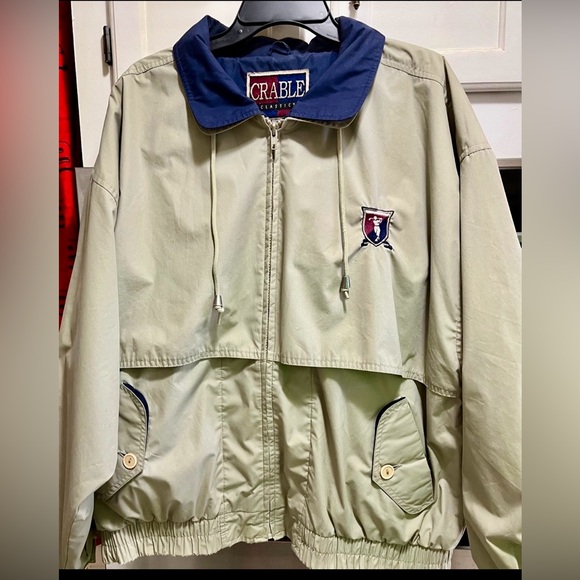 CRABLE MENS GOLF WATERPROOF JACKET KHAKI W/ BLUE TRIM - Picture 5 of 12